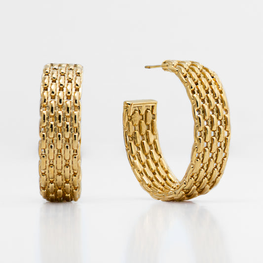 Chain Hoop Earrings - Gold