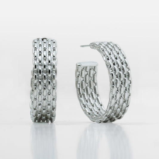 Chain Hoop Earrings - Silver