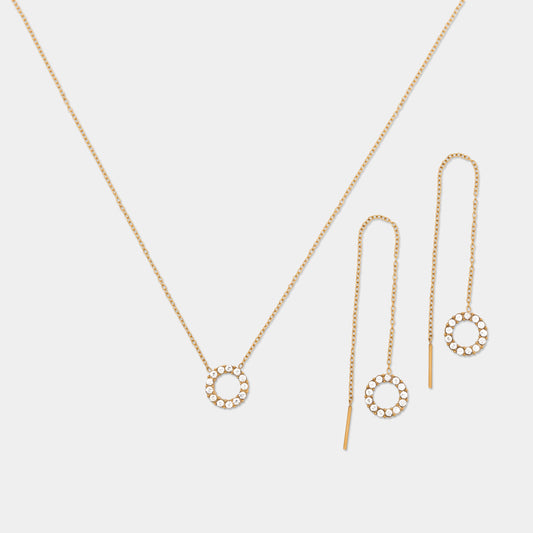 Glitter Orbit Necklace & Glitter Orbit Earrings - Gold - C 04/26