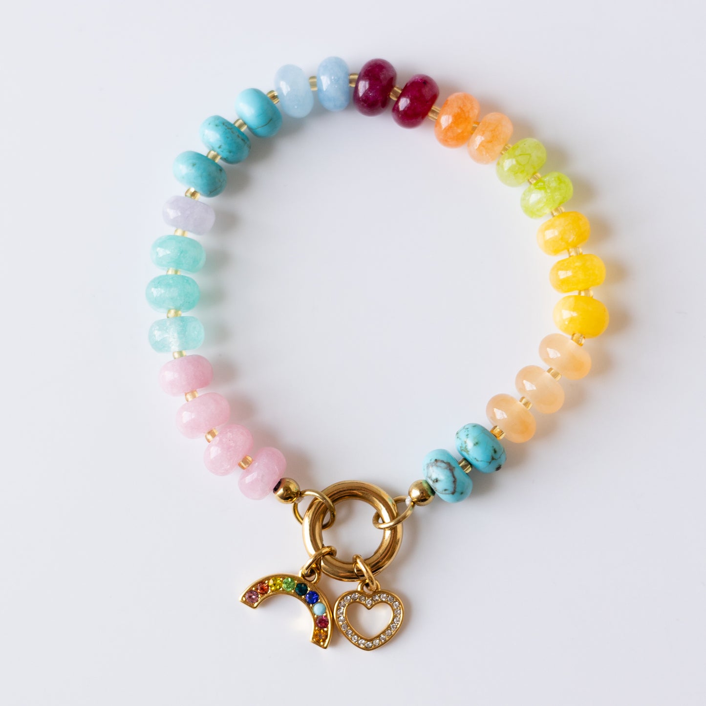 Rainbow Beaded Charm Keeper Bracelet