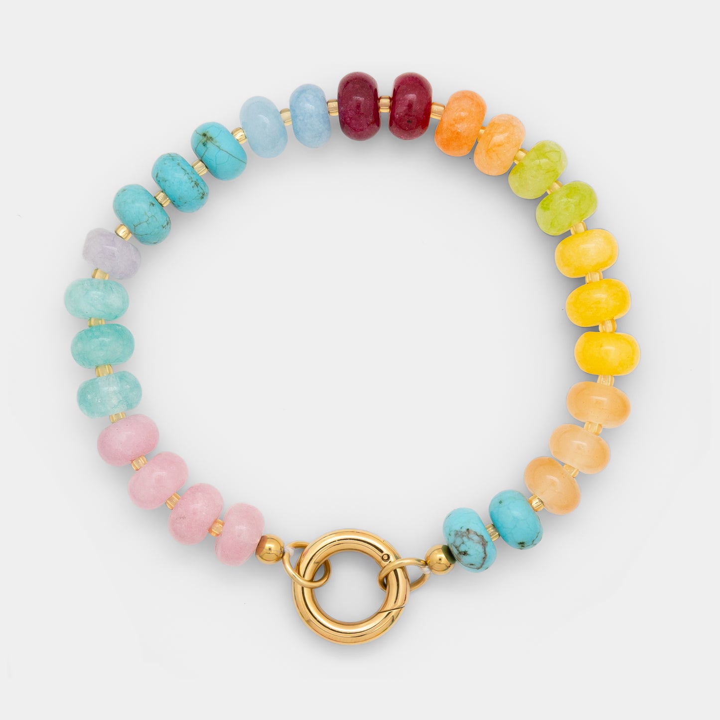 Rainbow Beaded Charm Keeper Bracelet