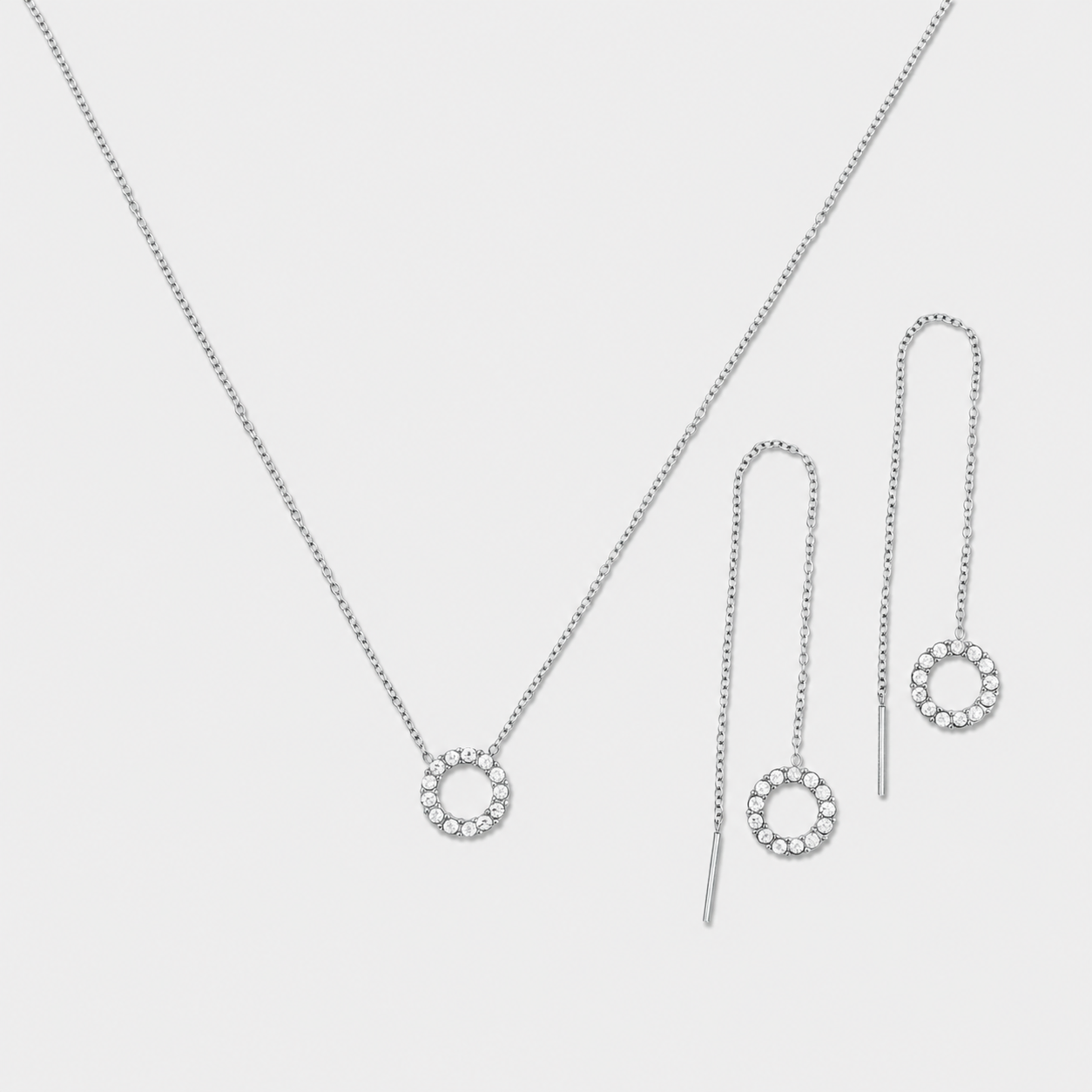 Glitter Orbit Necklace & Glitter Orbit Earrings - Silver - D 04/26