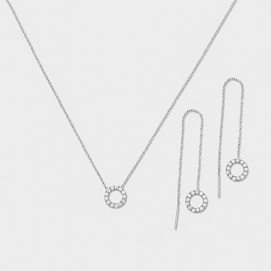 Glitter Orbit Necklace & Glitter Orbit Earrings - Silver - D 04/26