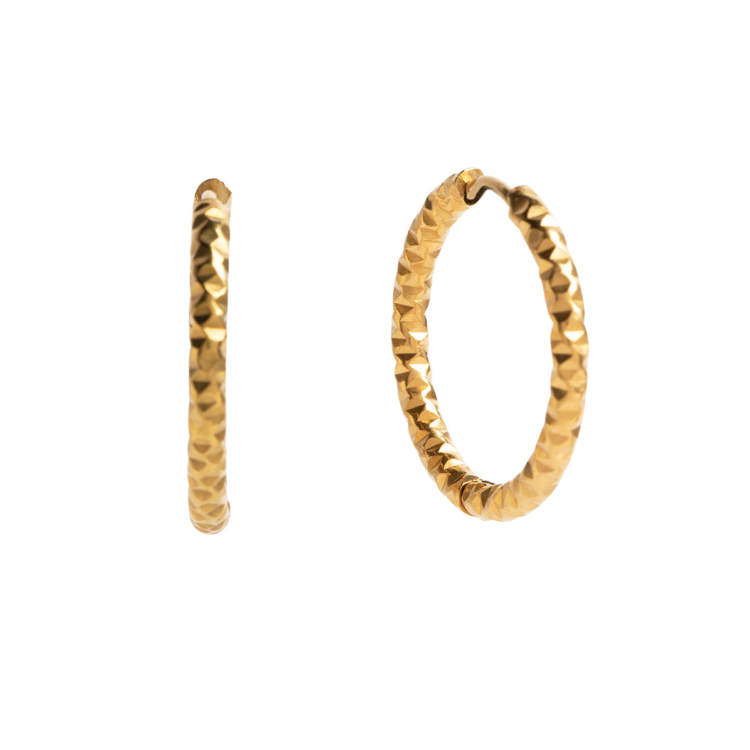 Diamond Cut Medium Hoop - 30mm
