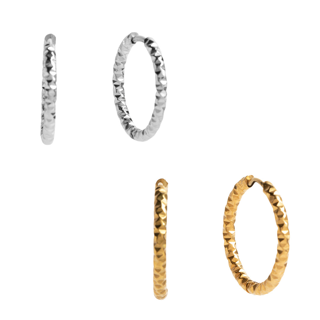 Diamond Cut Medium Hoop - 30mm