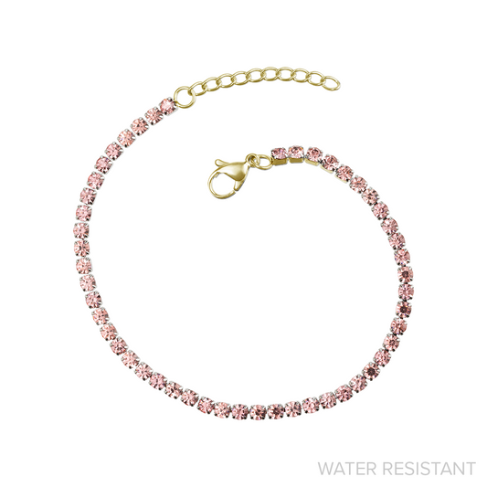 Insider First Rose Crystal Tennis Bracelet (Gold; WR)