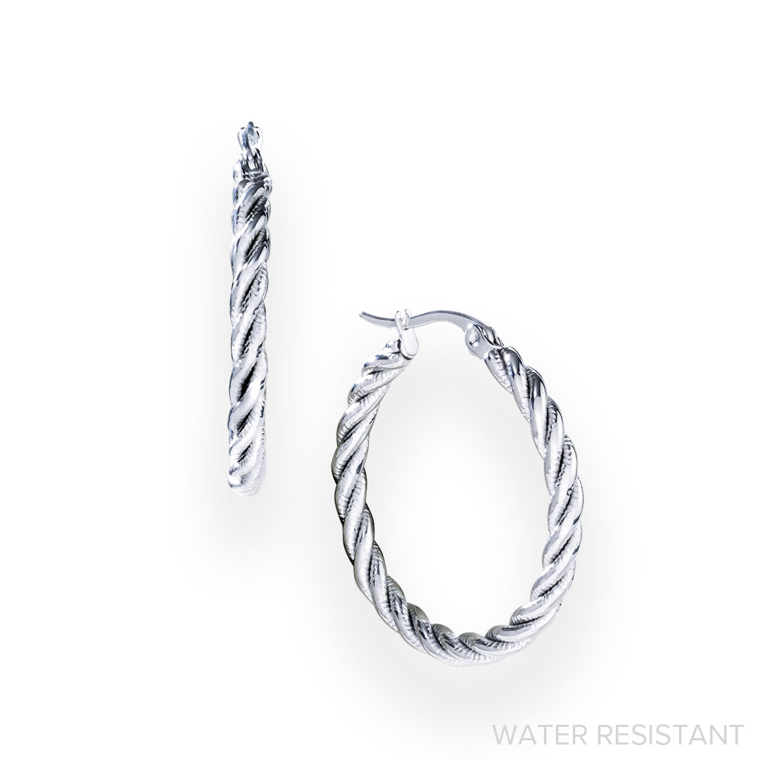 Silver Twisted Rope Hoops