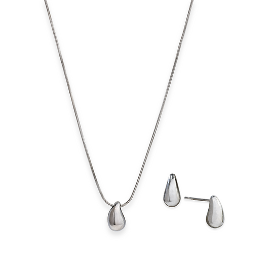 Teardrop Water-Resistant Necklace & Earring Set