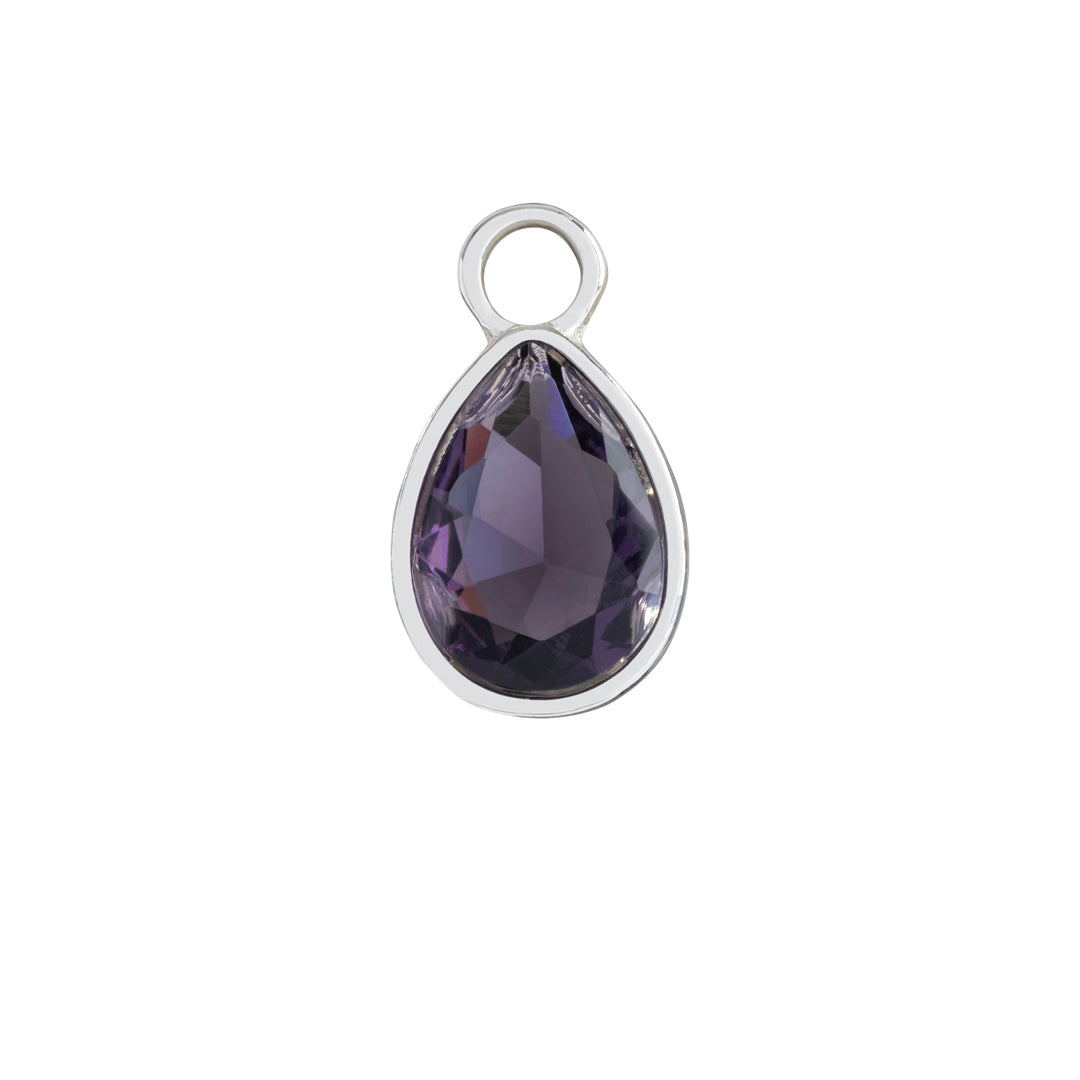 Amethyst teardrop charm for hoop earrings