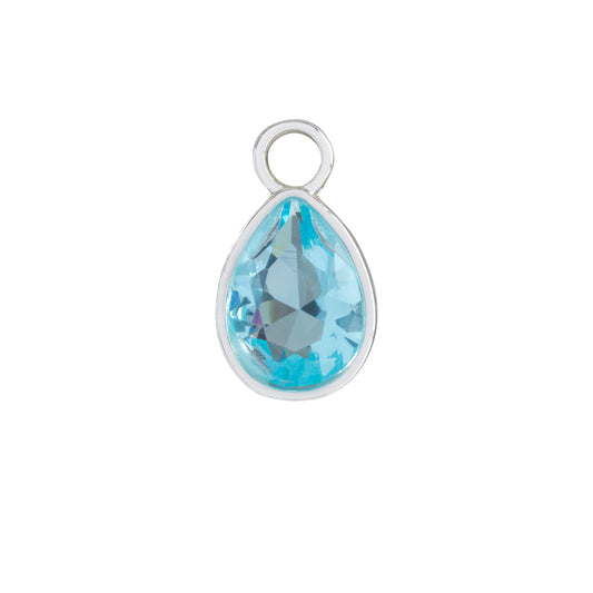 Aquamarine teardrop charm for hoop earrings