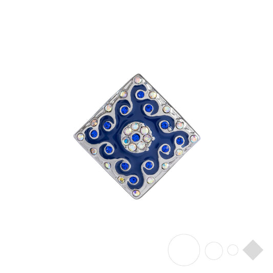 Blue vintage square snap jewelry with interchangeable charms.