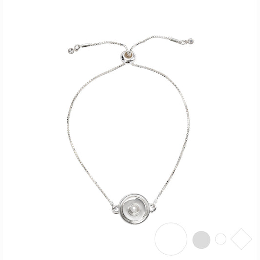 Silver bolo bracelet for interchangeable snap jewelry