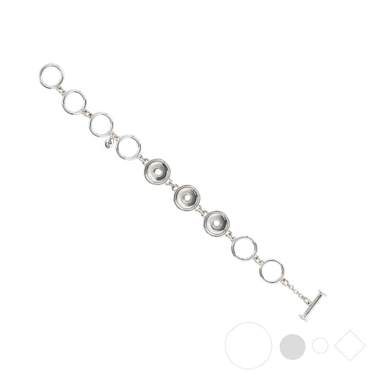 Silver charm bracelet for interchangeable snap jewelry