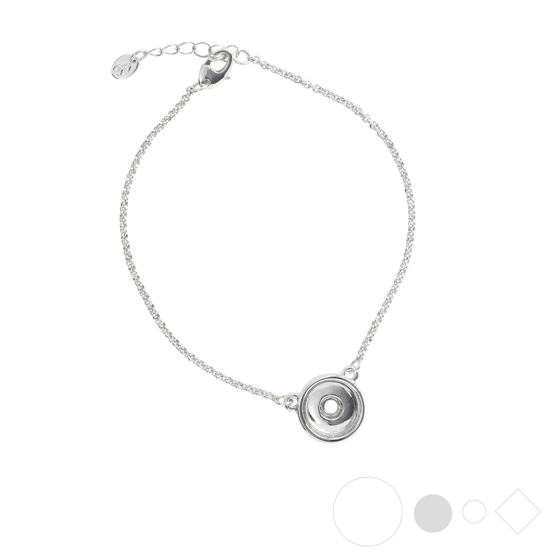 Classic silver anklet jewelry for interchangeable snap charms