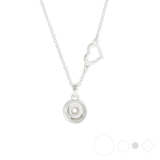 Silver heart jewelry with interchangeable pendant necklace center
