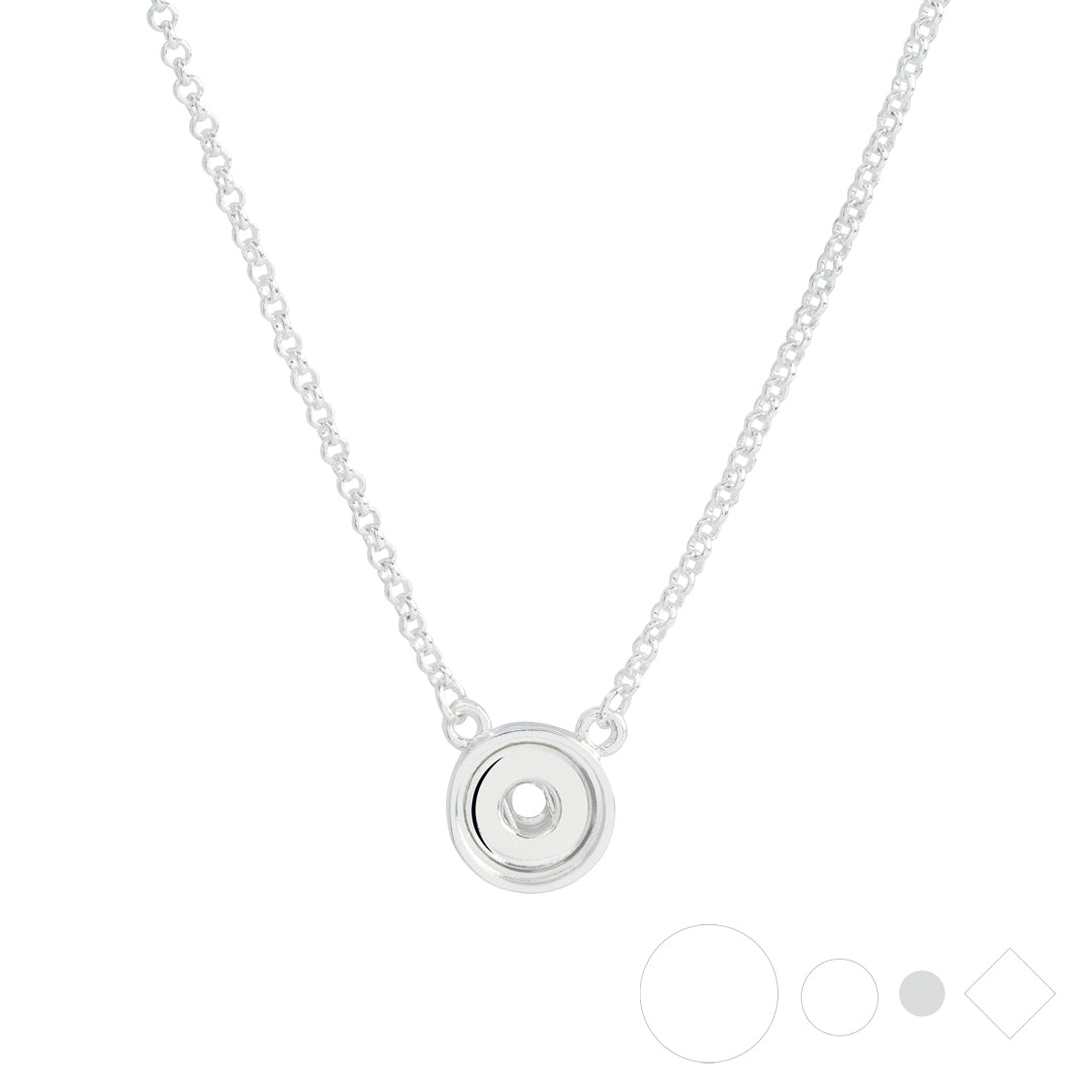 Simple silver pendant necklace for snap jewelry