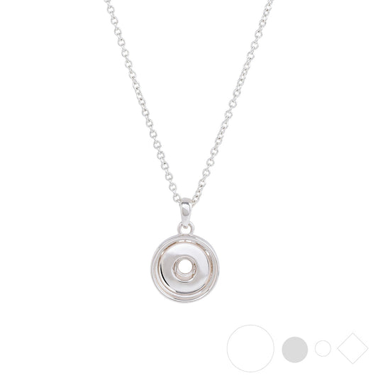 Classic silver pendant necklace for interchangeable snap jewelry