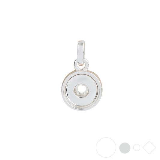 Silver pendant necklace for interchangeable snap jewelry