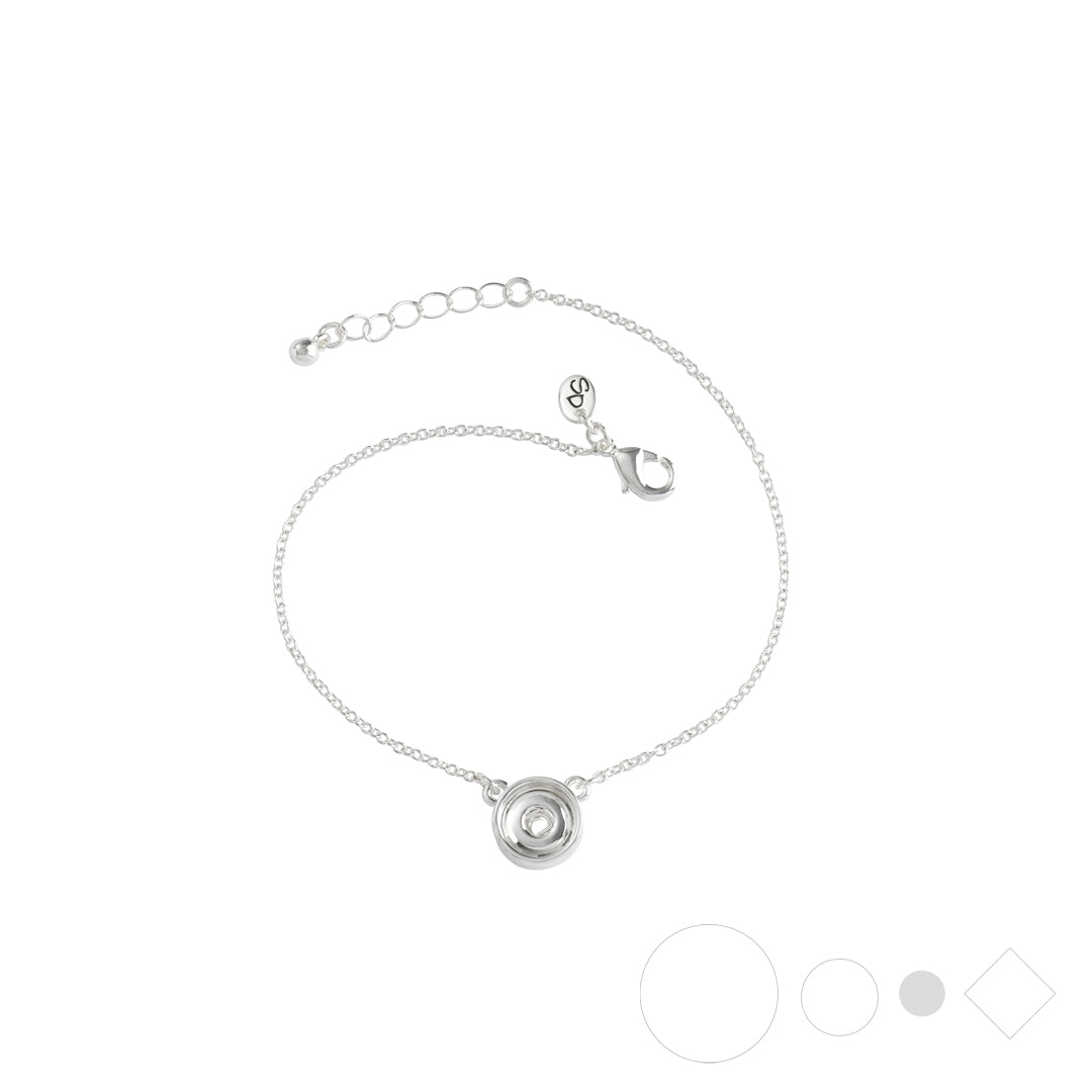 Silver anklet jewelry for interchangeable snap charms