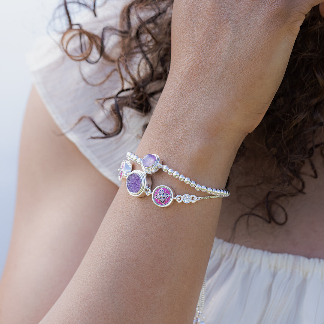 Silver combo bolo bracelet for interchangeable jewelry