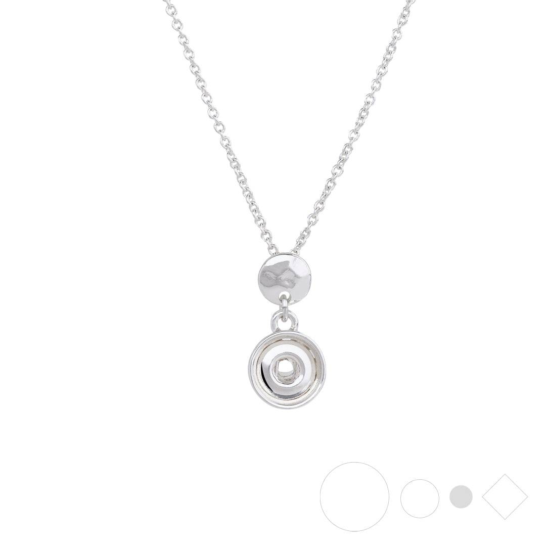 Dainty silver pendant necklace with interchangeable snap jewelry charm