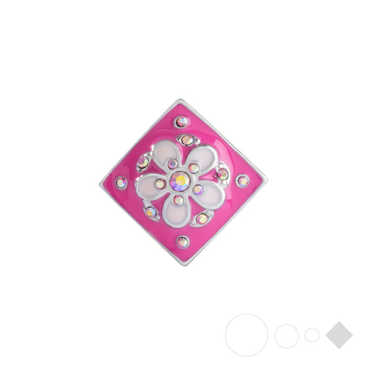 Pink square snap bracelet charm in interchangeable flower petal snap