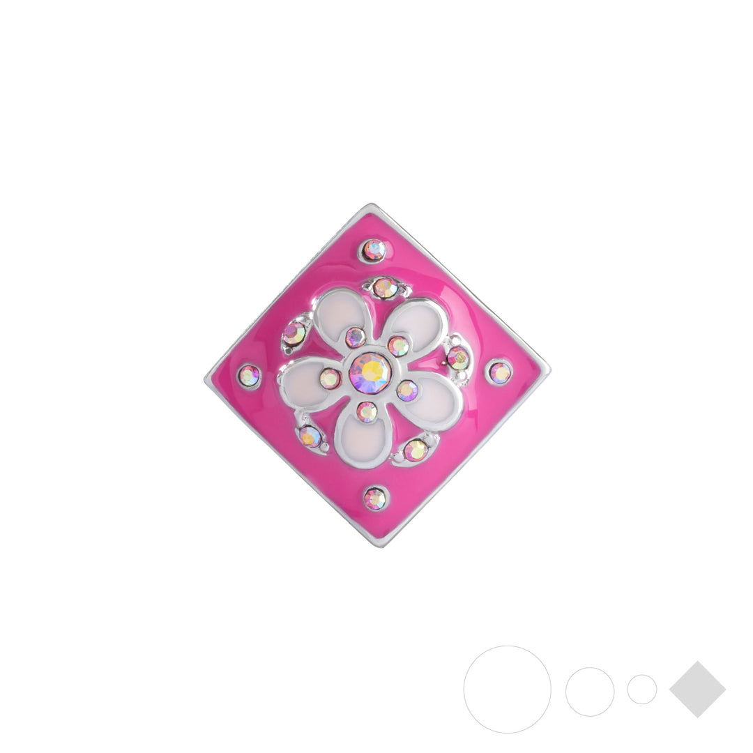 Pink square snap bracelet charm in interchangeable flower petal snap