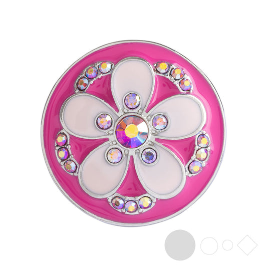 Pink flower snap jewelry for interchangeable necklaces