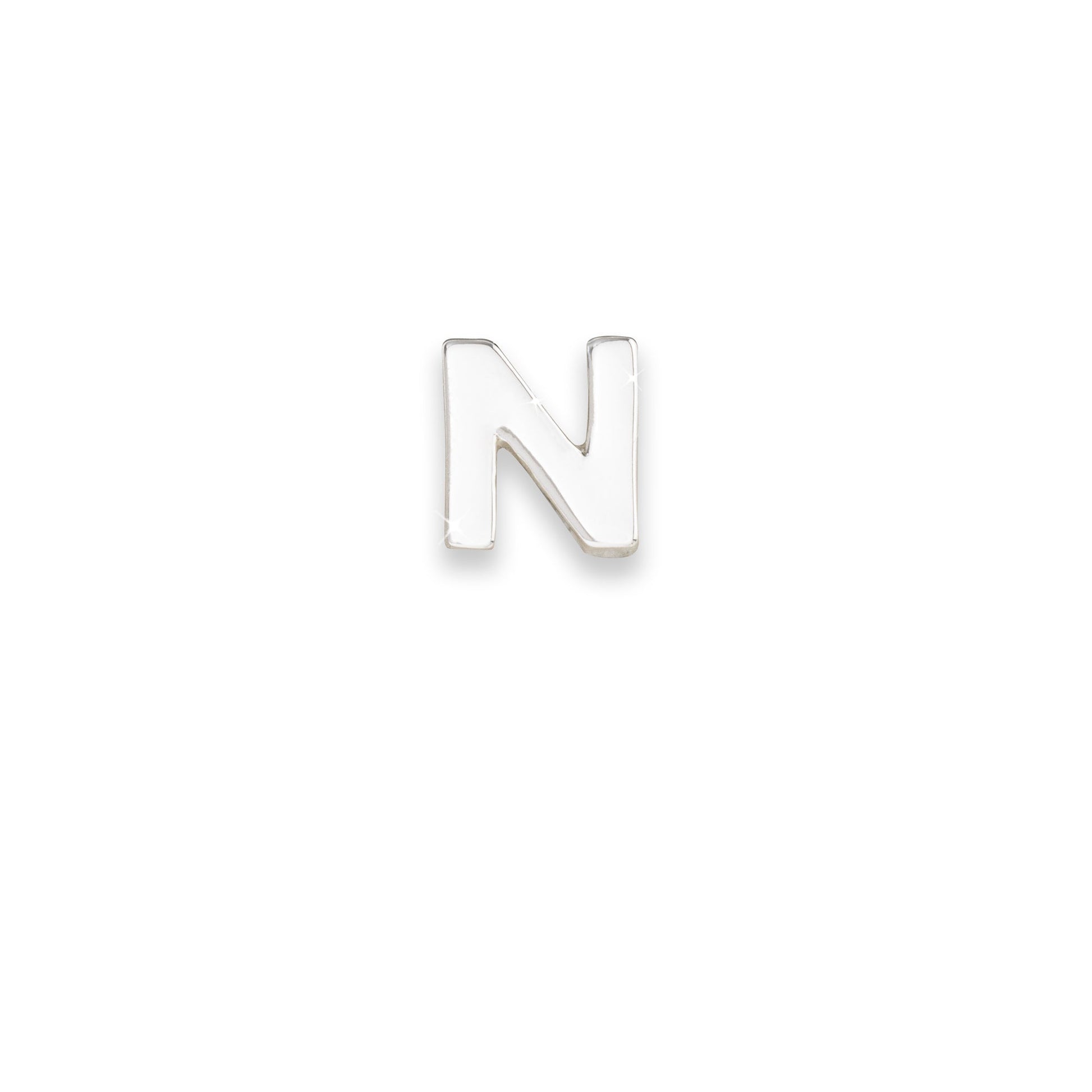 Silver letter N monogram charm for necklaces & bracelets