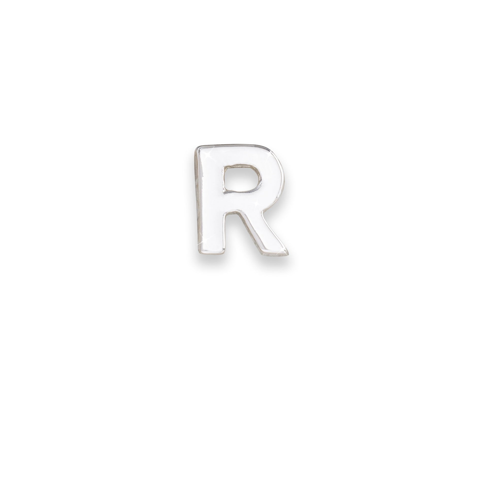 Silver letter R monogram charm for necklaces & bracelets