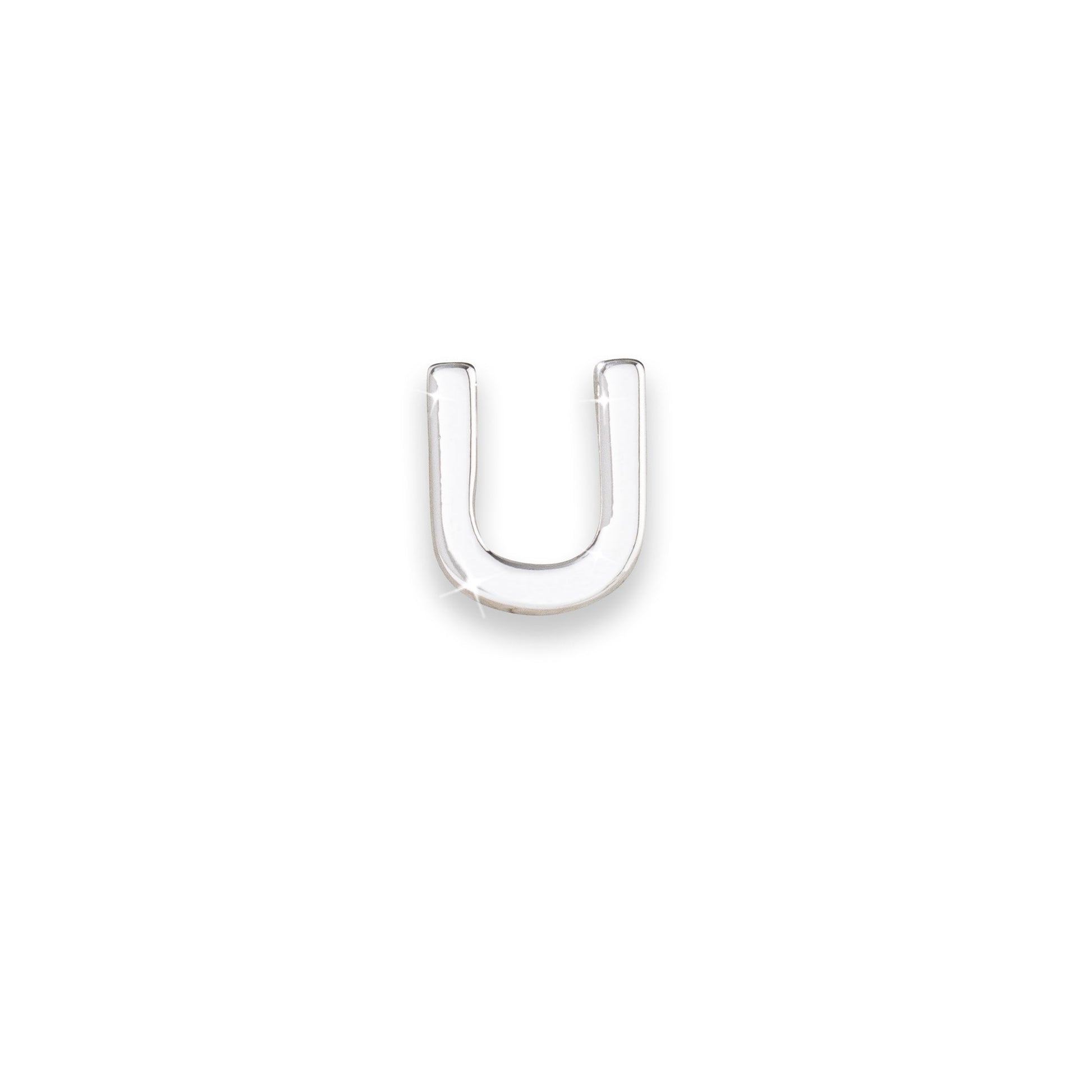 Silver letter U monogram charm for necklaces & bracelets