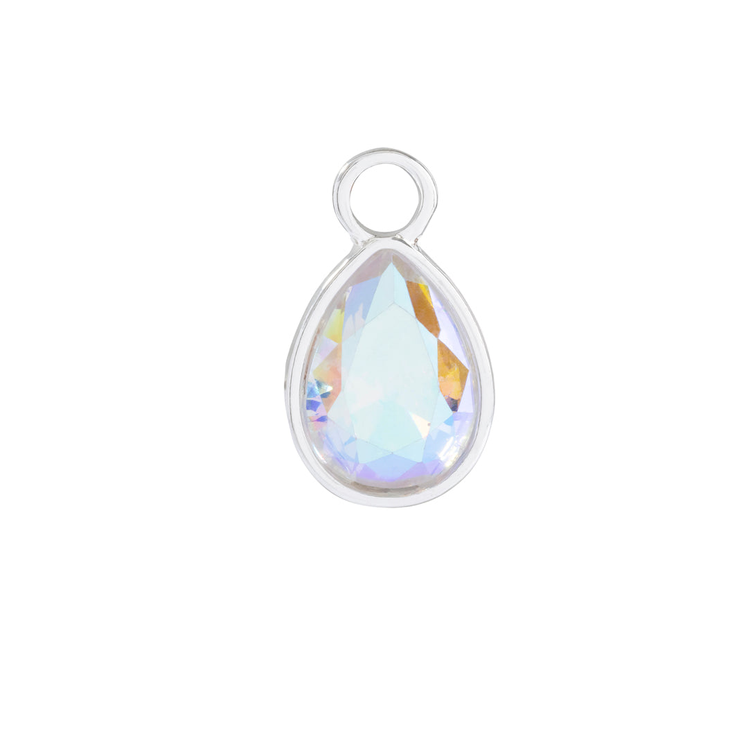 Pearlized teardrop charm for hoop earrings