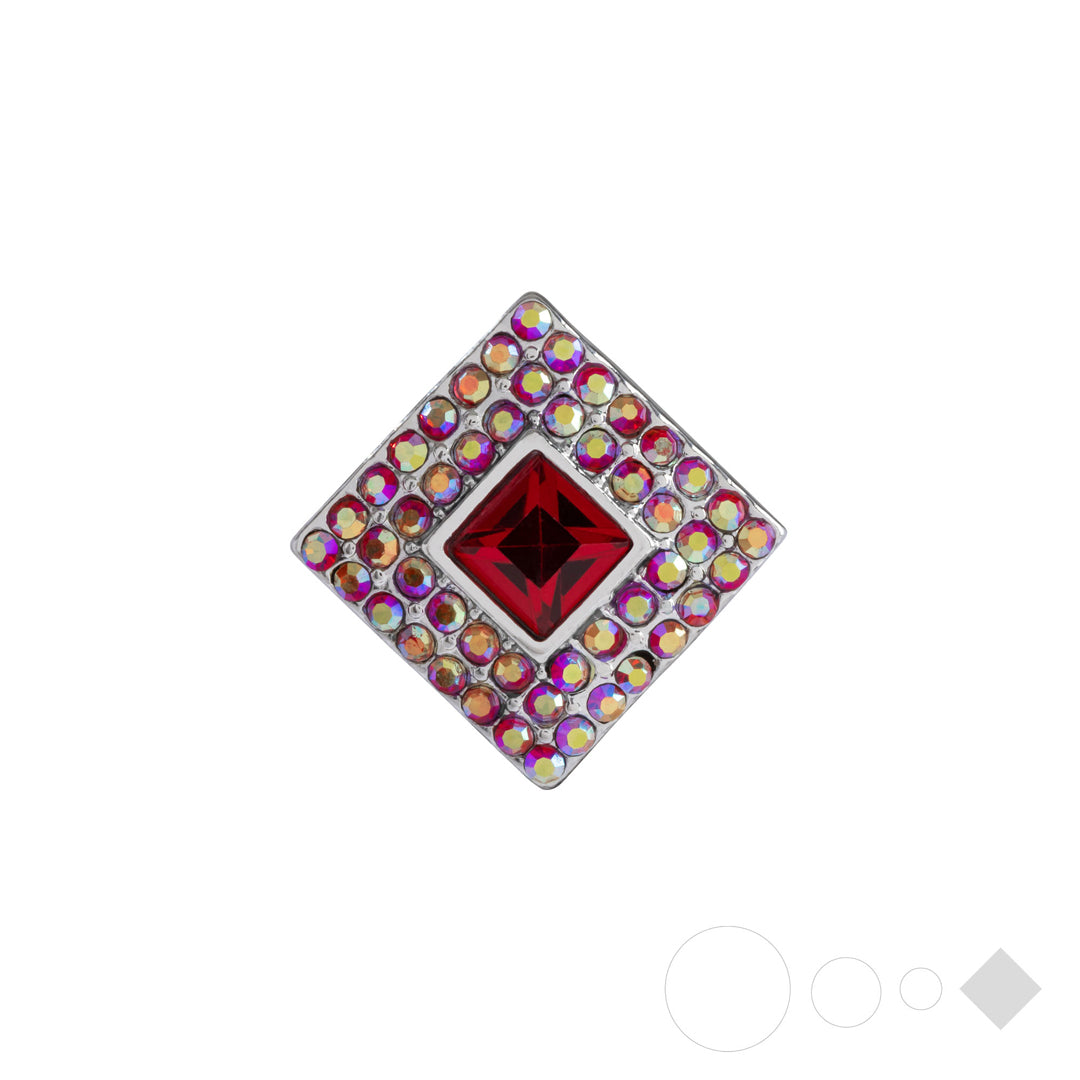 Red square snap bracelet charm for interchangeable jewelry