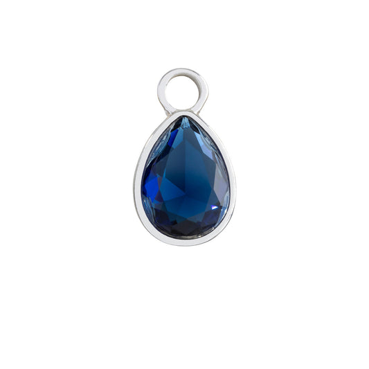 Sapphire teardrop charm for hoop earrings