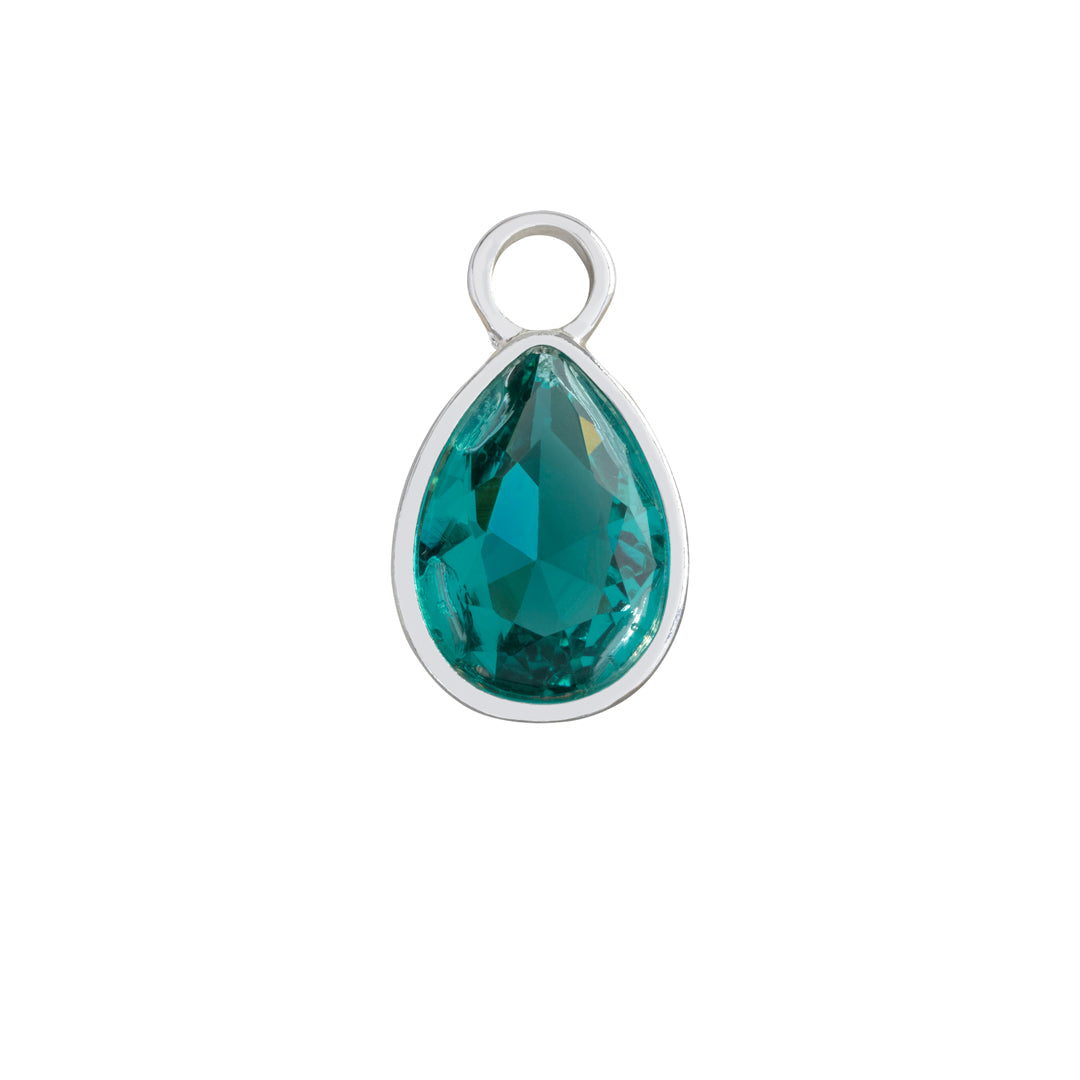 Teal teardrop charm for December birthstone jewelry