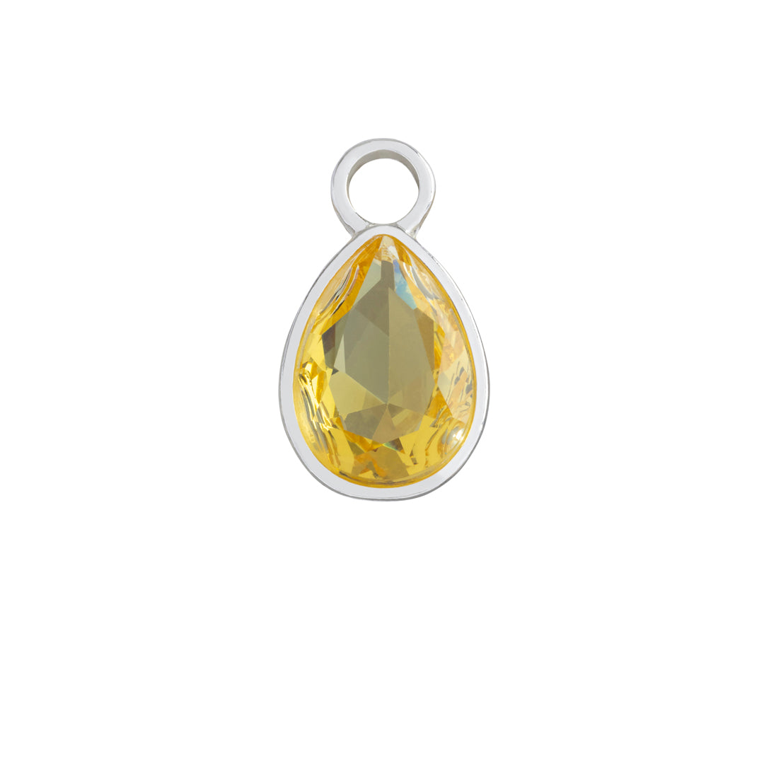 Topaz teardrop charm for hoop earrings