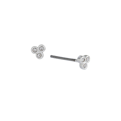Silver cluster earrings with genuine crystals in dainty jewelry studs